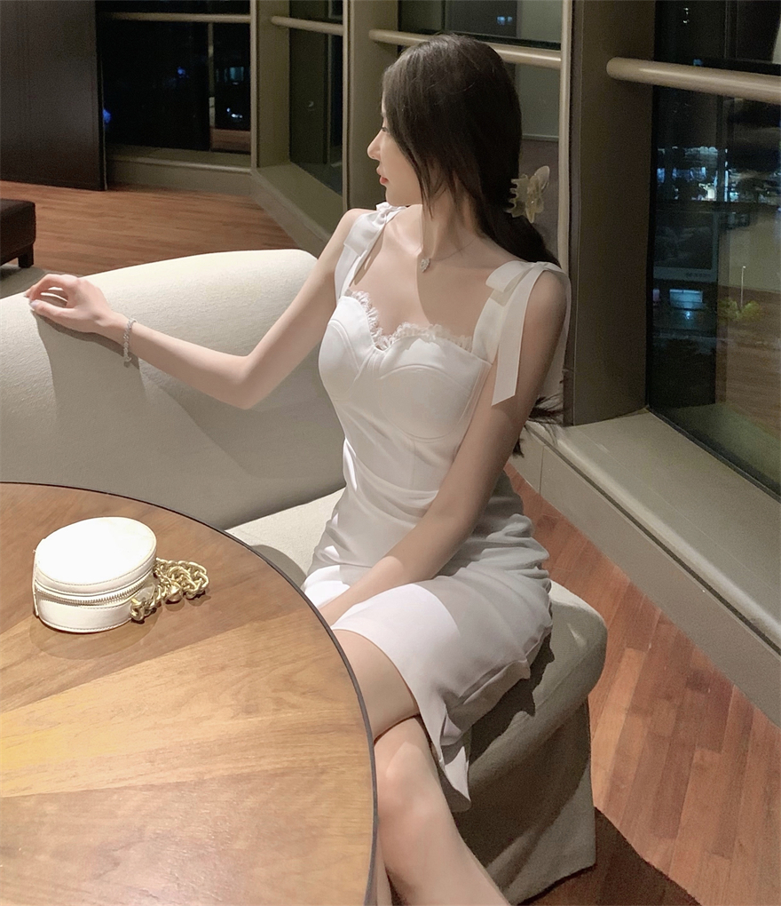 Women's Strap Tube Top Mesh Shirt Temperament Crinoline Party Dress Dress
