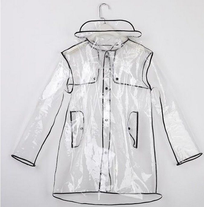 Fashion Short Long Clear Transparent Pvc Runway Jacket Rain Coat Men