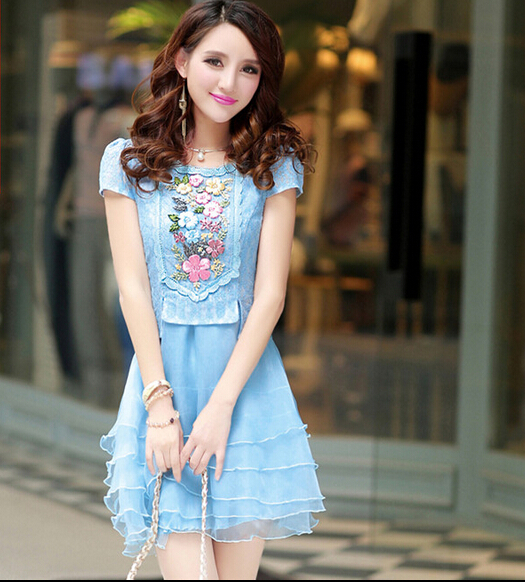 Summer Korean Fashion Colorful Floral Sweet Elegant Ladies Beading ...